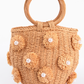 Sasha Orange Straw Pom Pom Bag