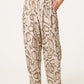Demy Snake Print Wide Leg Trousers Beige