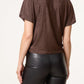 Ruby Asymmetrical Draped Cowl Neck Top Bronze