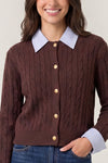 Alice Faux Collar Cardigan  Brown