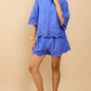 Avira Blue Embroidered Shorts