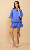 Avira Blue Embroidered Shorts