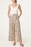 Demy Snake Print Wide Leg Trousers Beige