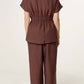 Eden Trousers and Shirt CoOrd Set Brown