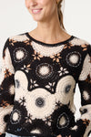 Wendy Crochet & Pearl Top Black and Cream