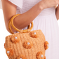 Sasha Orange Straw Pom Pom Bag