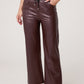 Evie Faux Leather Wide Leg Trousers Chocolate
