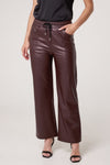 Evie Faux Leather Wide Leg Trousers Chocolate