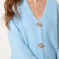 Sarah Gold Shell Button Cardigan Blue