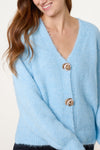 Sarah Gold Shell Button Cardigan Blue