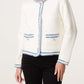 Blair Cardigan White with denim and sparkle trim