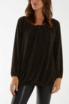 Zoe Glitter Bow Blouse Gold