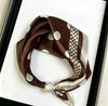 Satin Neck Scarf with Pearl Magnetic Closure Brown and White PolkaDot
