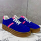 Chloe Side Stripe Lace Up Platform Trainers Blue and Pink