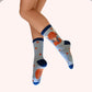 Cosy Highland Cow Ankle Socks Blue by Powder
