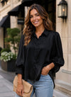 Lisa Satin Shirt Black