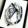 Satin Neck Scarf with Pearl Magnetic Closure PERLE-85 Blue