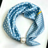 Satin Neck Scarf with Pearl Magnetic Closure Perle 11 Blue