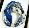 Satin Neck Scarf with Magnetic Pearl Closure 52 Blue