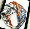 Satin Neck Scarf with Magnetic Pearl Closure PERLE-85 Orange
