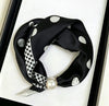 Satin Neck Scarf with Magnetic Pearl Closure Black 32