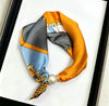 Satin Neck Scarf with Pearl Magnetic Closure PERLE-56 Light Grey