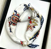 Satin Neck Scarf with Pearl Magnetic Closure 86 Blue