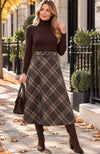 Iona Plaid Skirt Brown