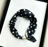 Satin Neck Scarf with Magnetic Pearl Closure PERLE-65 Black
