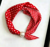 Satin Neck Scarf with Magnetic Pearl Closure Pele 11 Red