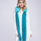 Houston Teal Pearl Embellished Faux Fur Scarf