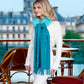 Houston Teal Pearl Embellished Faux Fur Scarf