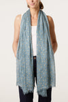 Gold Leaf Scarf Blue