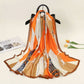 Horse Motif Satin Scarf Orange & Cream