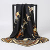 Classic Horse and Rider Satin Scarf Black