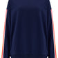 Noah Sweatshirt Jumper Navy Rainbow Stripe Sleeve