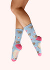 Powder Ladies Ankle Socks Highland Cow in blue