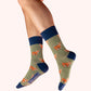 Men’s Powder Socks Handsome Highland Cow Sage Green