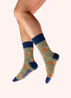 Men’s Powder Socks Handsome Highland Cow Sage Green