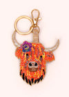 Powder Highland Cow Beaded Keychain