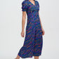 Maryjane Midi Dress Bright Navy Waves