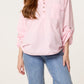 Jade V Neck Cotton Shirt Pink