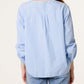 Jade V Neck Cotton Shirt Blue