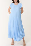 Genna Pleated Maxi Dress Sky Blue