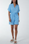 Emma V Neck Top and Shorts CoOrd Light Blue