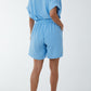 Emma V Neck Top and Shorts CoOrd Light Blue
