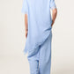 Bailey Asymmetrical Lace Hem Top with Wide Leg Trousers CoOrd Light Blue