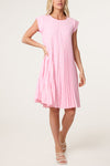 Genna Polka Dot Pleated Mini Dress in Pink