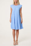 Genna Polka Dot Pleated Mini Dress Sky Blue