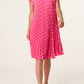Genna PolkaDot Pleated Dress in Fuchsia Pink